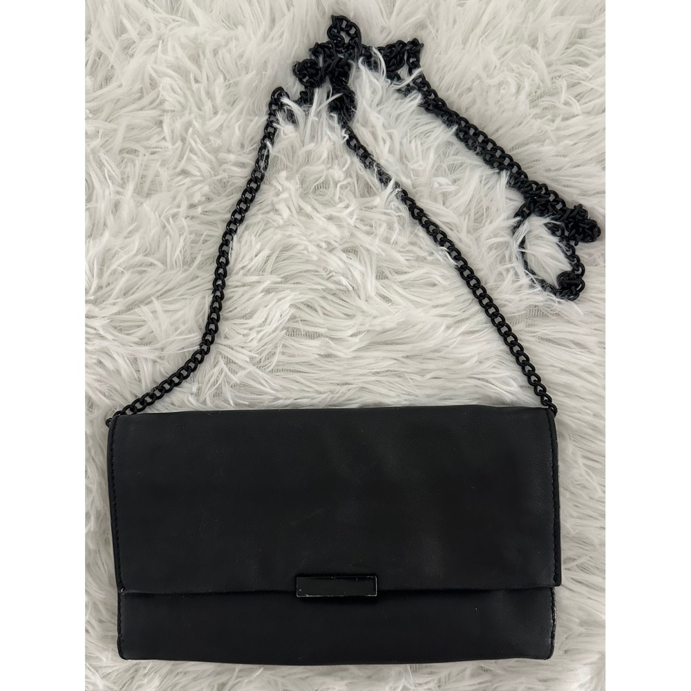 Loeffler Randall Tab‎ Black Leather Clutch Bag